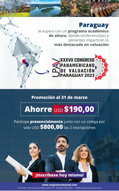 PROMOCION - 2x800 _INSCRIPCION - XXXVII Congreso Panamericano de Valuación UPAV - Paraguay 2023